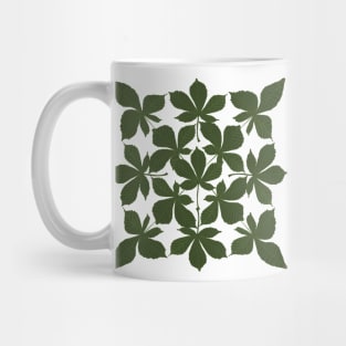Green chestnut leaves. Mug